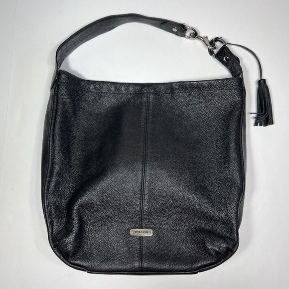 Coach Avery Hobo Black Pebbled Leather Tassel Tote Shoulder Bag K1380-F23309-